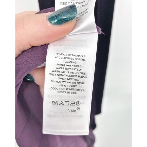 Lauren Ralph Lauren Velvet Maxi Dress 2 Dark Purple Belted V Neck Sleeveless NWT - Picture 12 of 12